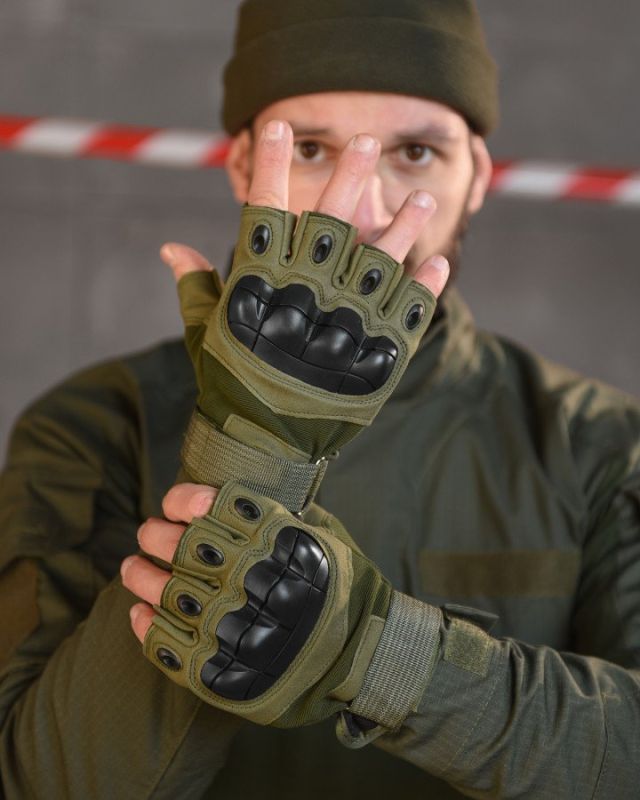 ПЕРЧАТКИ БЕСПАЛЫЕ OUTDOOR TACTICS С ЗАЩИТОЙ OLIVE  ВТ6010