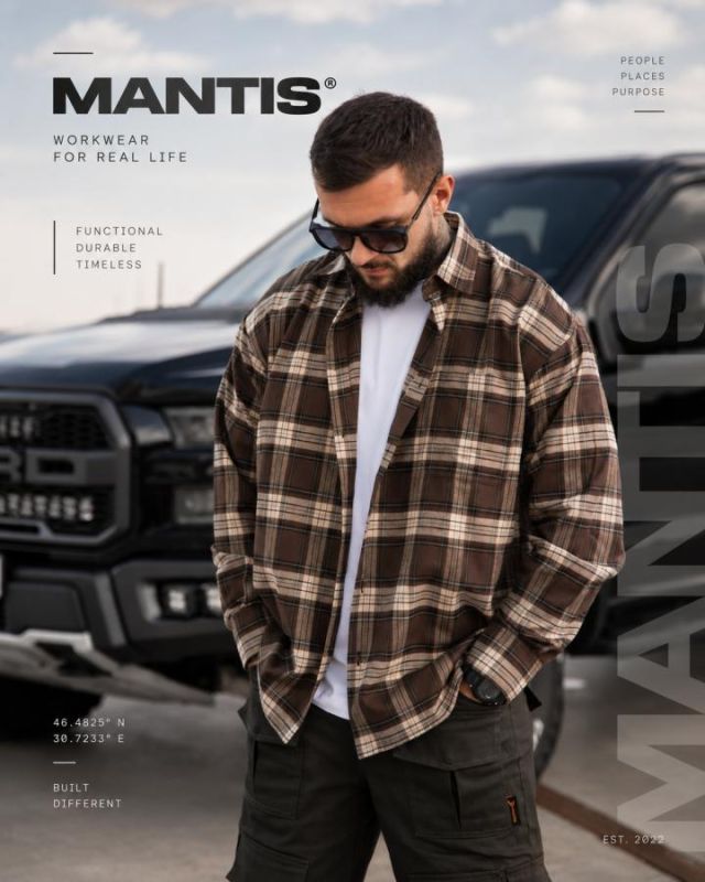 Рубашка оверсайз MANTIS® WORKMAN SHIRT- Chestnut Plaid ВТ4716