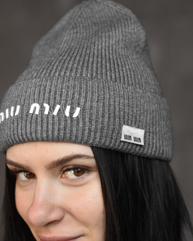 Жіноча шапка miu miu grey ВТ0570