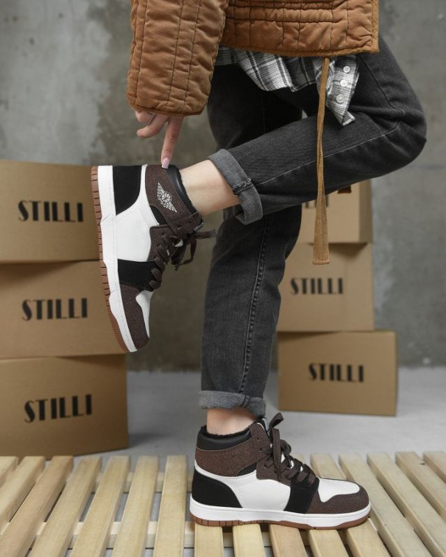 Зимние Женские кроссовки Air Force beg/black MN 10-13R ВТ0572