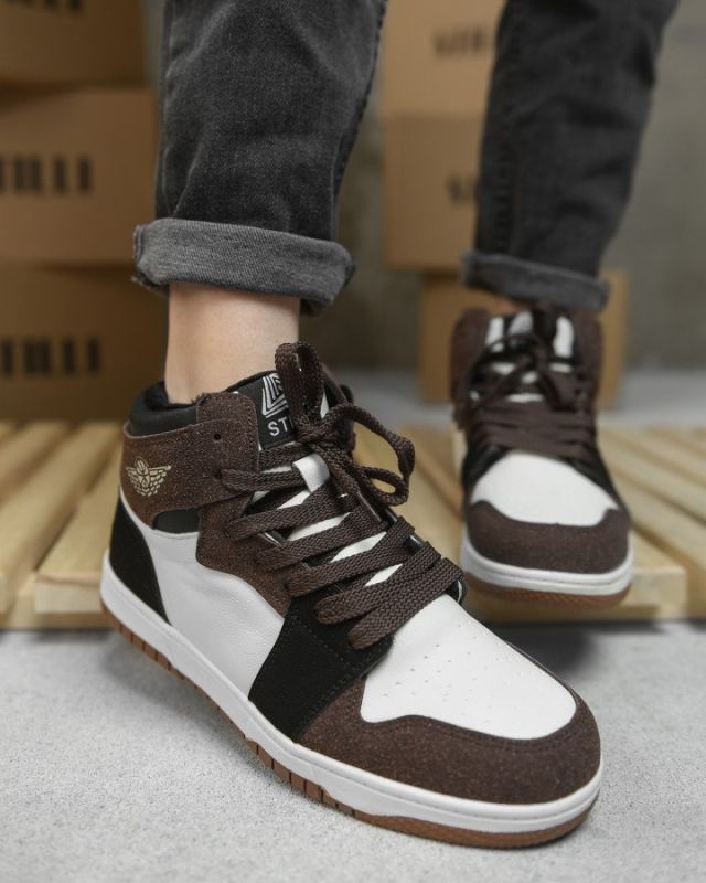 Зимние Женские кроссовки Air Force beg/black MN 10-13R ВТ0572
