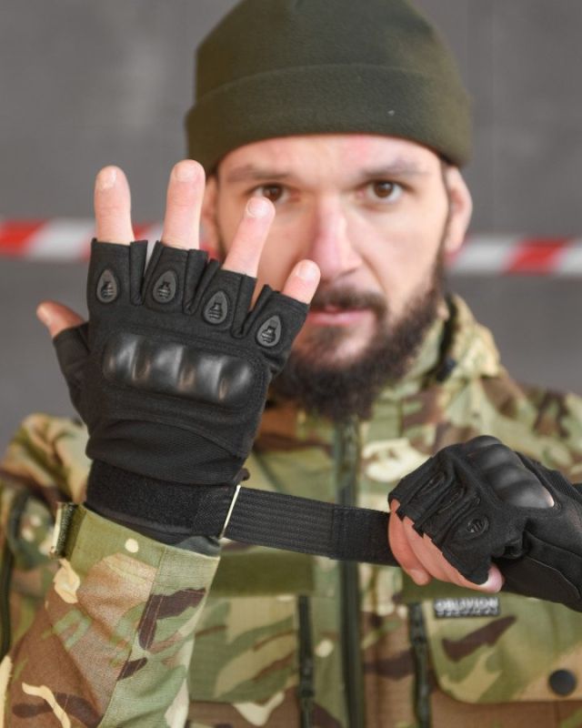 рукавички тактичні black безпалі
