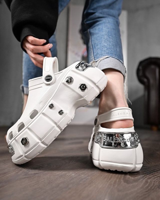 Женские кроксы на платформе meetal white   ДЛ6446