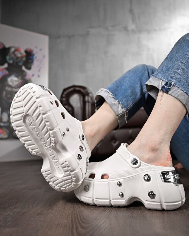 Женские кроксы на платформе meetal white   ДЛ6446