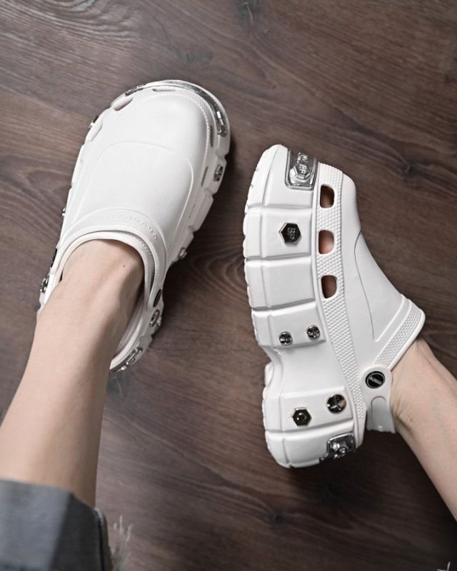 Женские кроксы на платформе meetal white   ДЛ6446