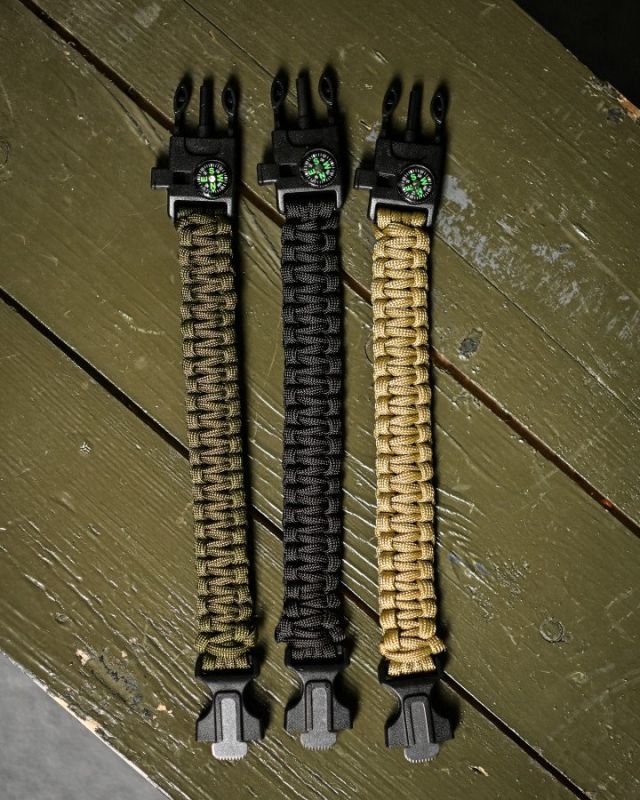 PARACORD БРАСЛЕТ З ВИСКОРЕМ, КОМПАСОМ ТА СВИСТКОМ КАЙОТ