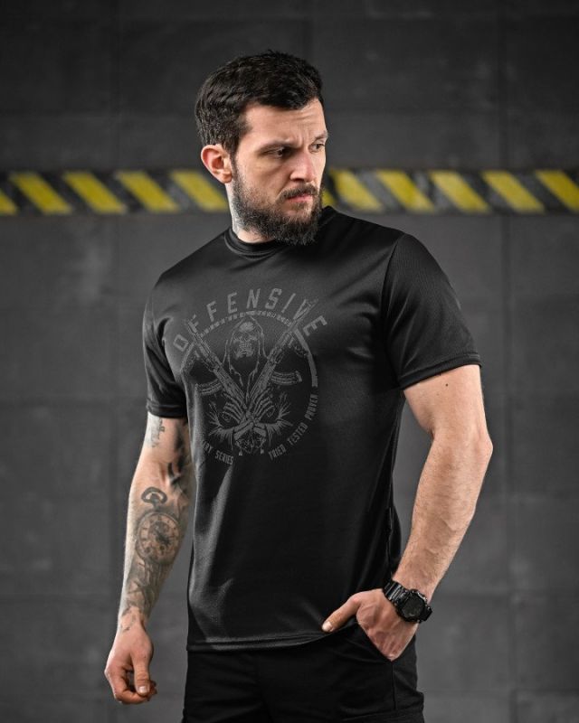 Тактична футболка для відведення поту Oblivion black Defensive ДЛ6588