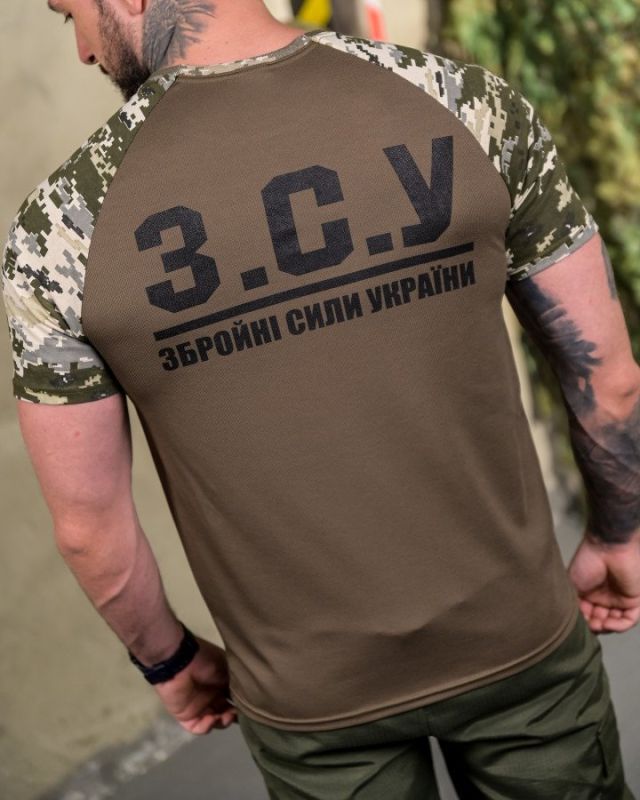 Футболка ЗСУ олива вставки пиксель  ПП7684