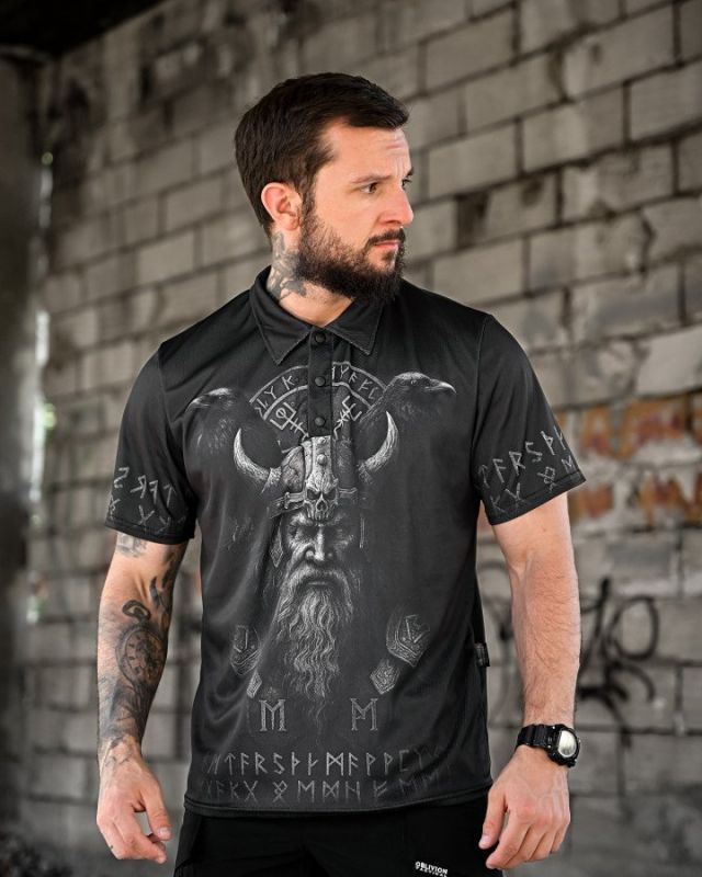 милитари поло футболка  oblivion  Руни black  ПП4663