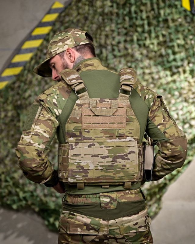 Плитоноска 4 быстрых сброса с напашником мультикам frezzi РП7349