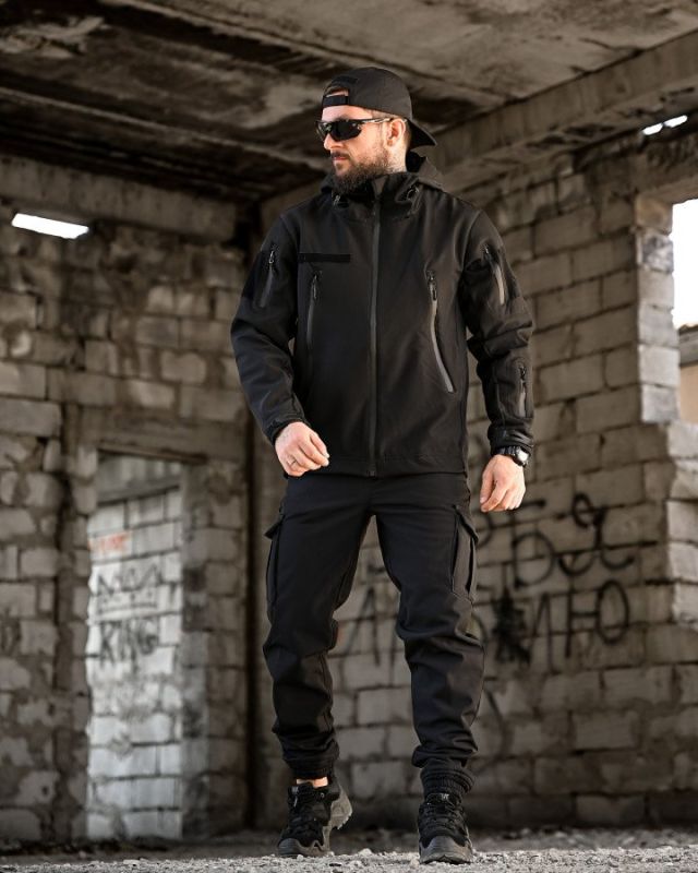 Тактический костюм софтшел BANDIT черный  ВТ7955