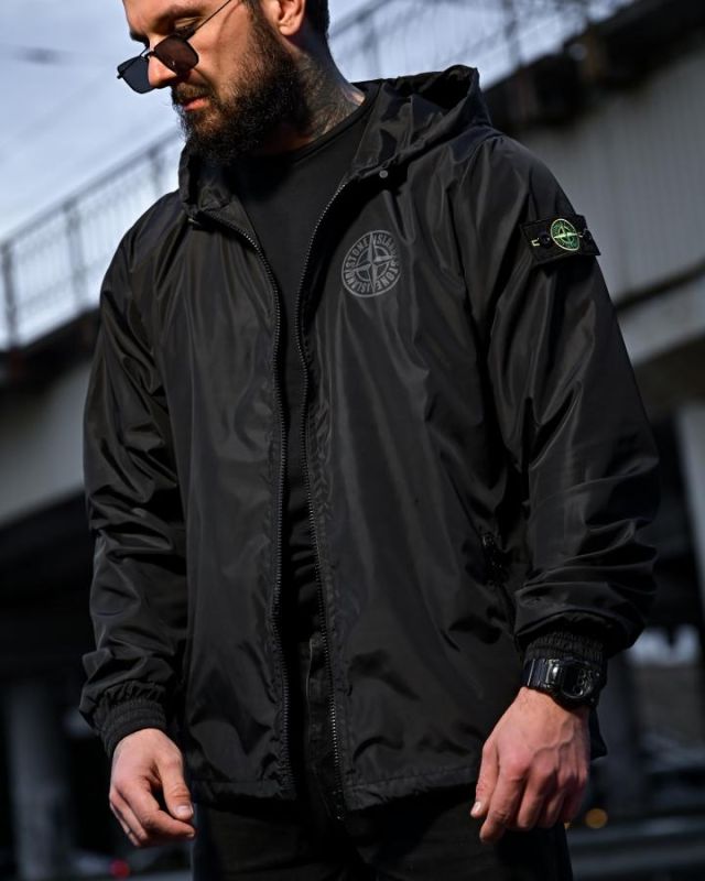 Ветровка карман  Stone Island black 4 ПП7999