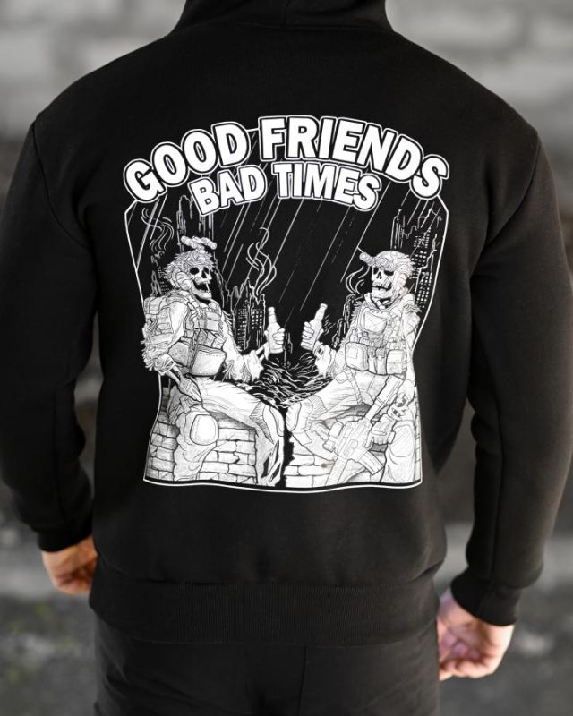 Милитари худи на флисе GENESIS Friends black ВТ6846