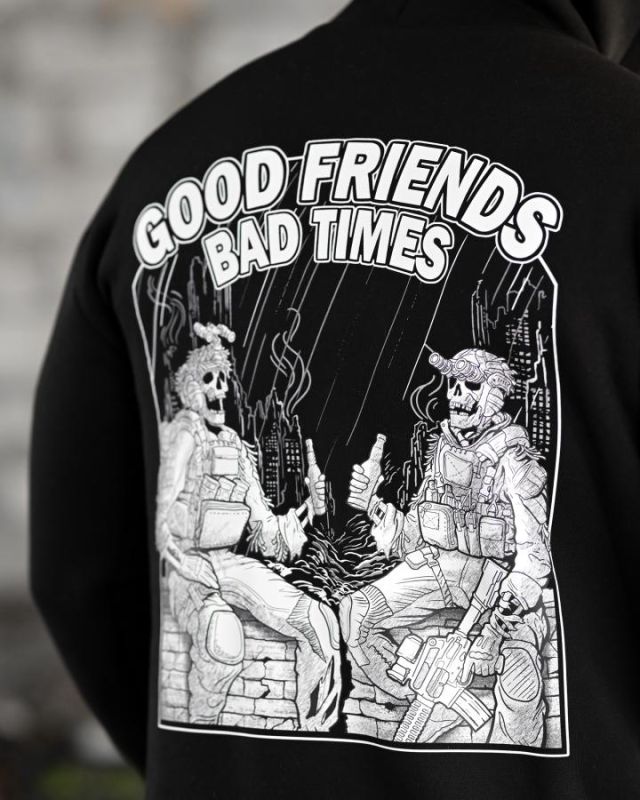 Милитари худи на флисе GENESIS Friends black ВТ6846
