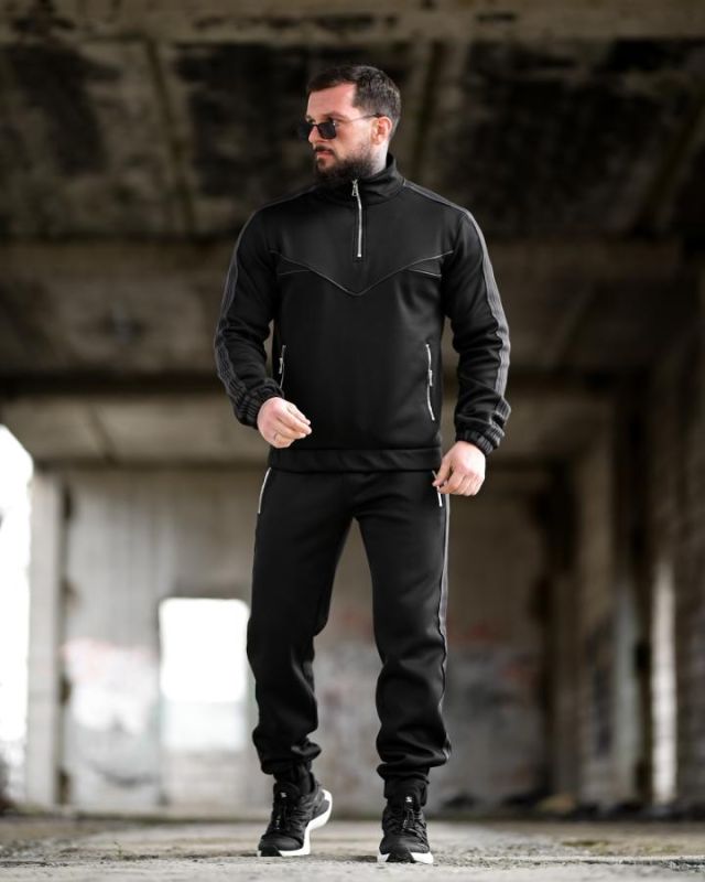 Зимний спортивный костюм на флисе RETROGRAD   black ТР6488