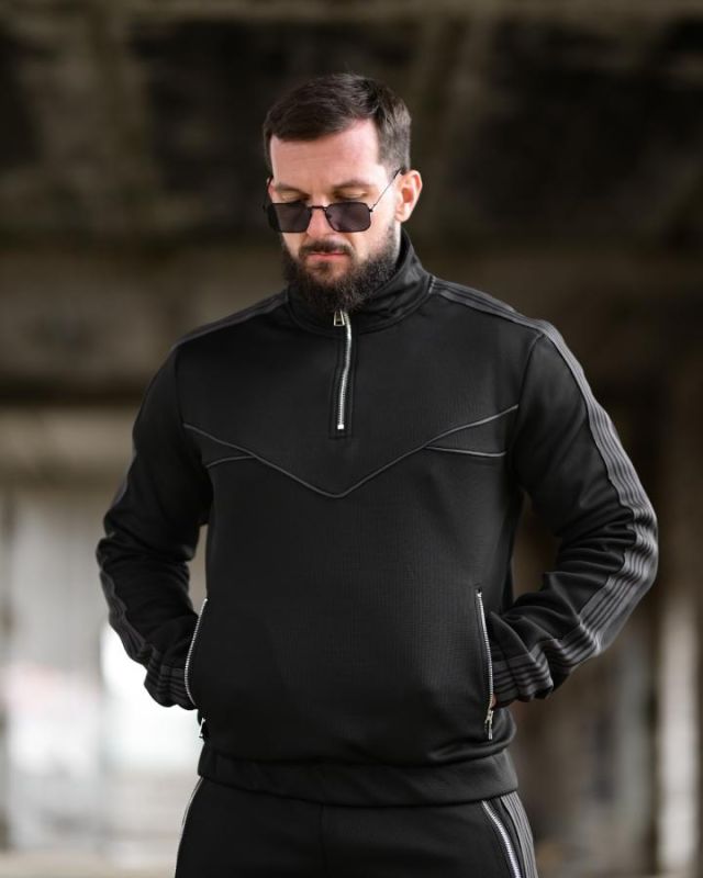 Зимний спортивный костюм на флисе RETROGRAD   black ТР6488