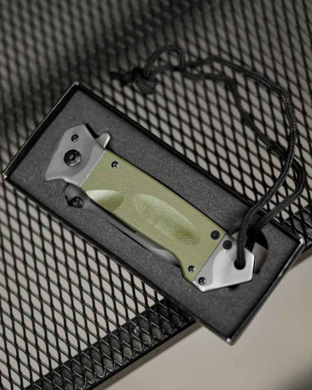 Нож складной инерционный Browning Tanto флиппер, масло G10+сталь, стеклобой, шнур ТР6764