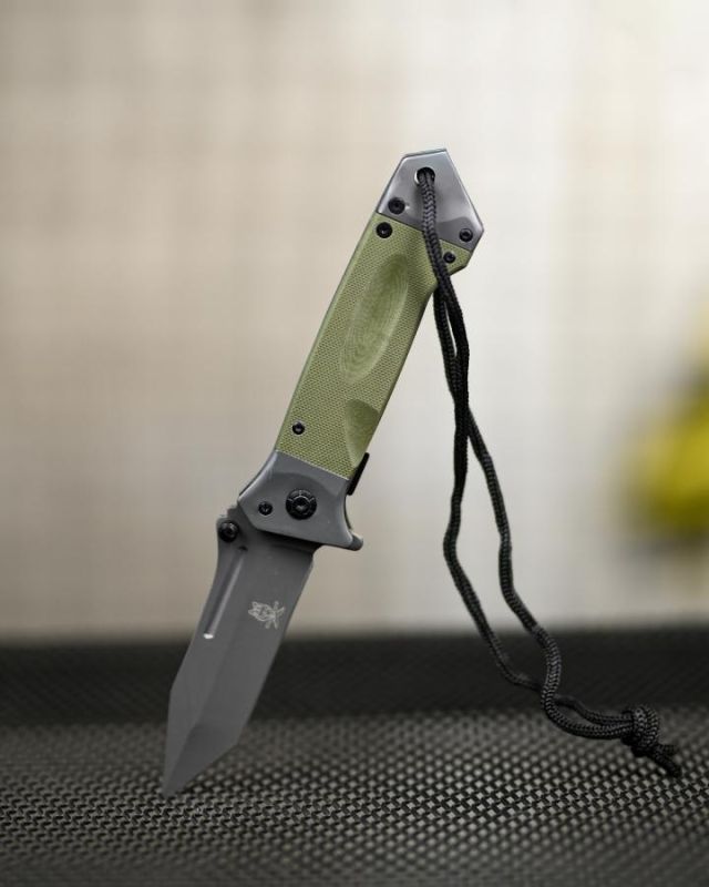 Нож складной инерционный Browning Tanto флиппер, масло G10+сталь, стеклобой, шнур ТР6764