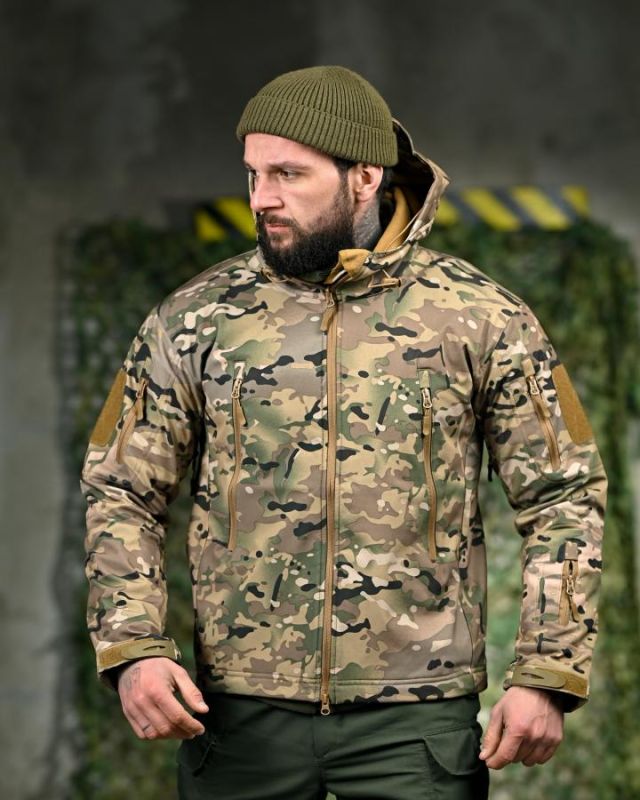 Демісезонна тактична куртка Soft Shell Silver Knight Windstoper мультикам