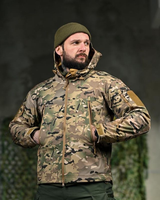 Демісезонна тактична куртка Soft Shell Silver Knight Windstoper мультикам