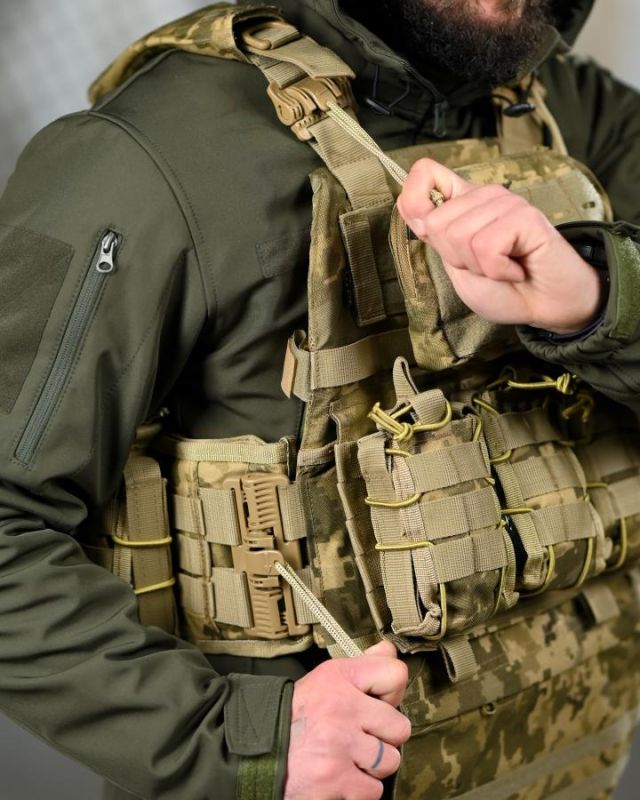 Плитоноска 4 быстрых сброса с напашником 7.62 пиксель ТР6430