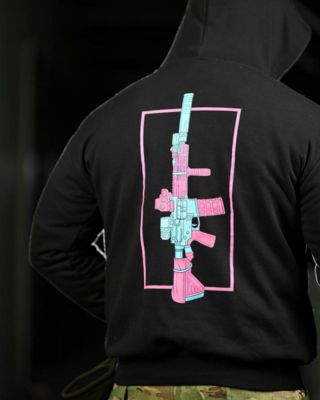 Милитари худи CROP худи color black ПП7876