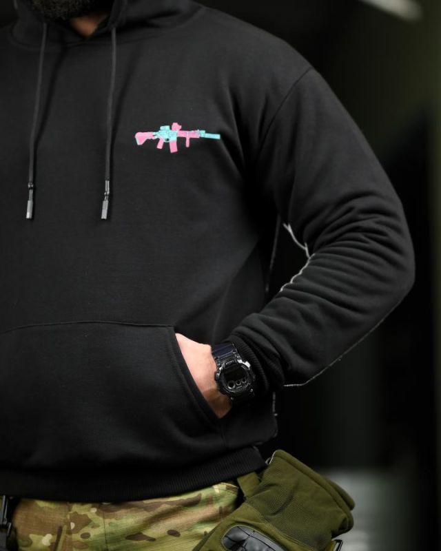 Милитари худи CROP худи color black ПП7876