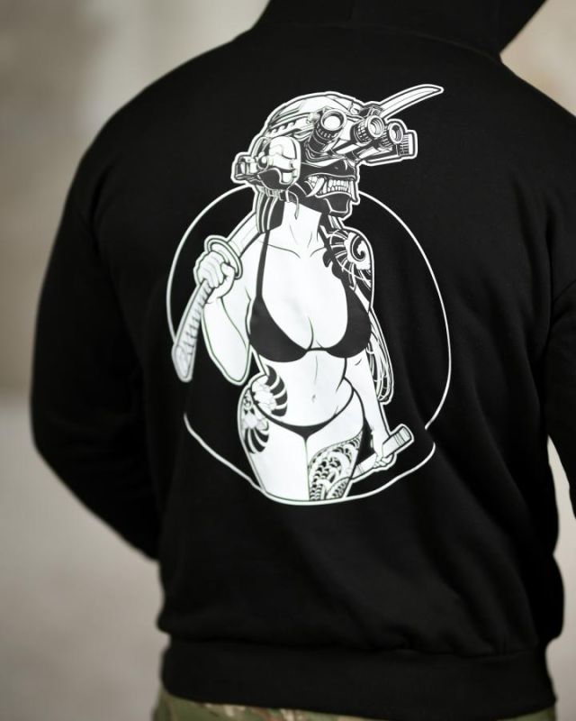 Милитари худи CROP black  ТР6748