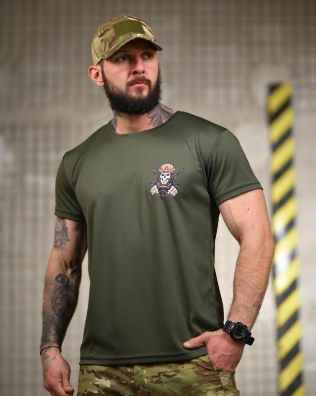 Тактична футболка SELION водій олива ДЛ6480