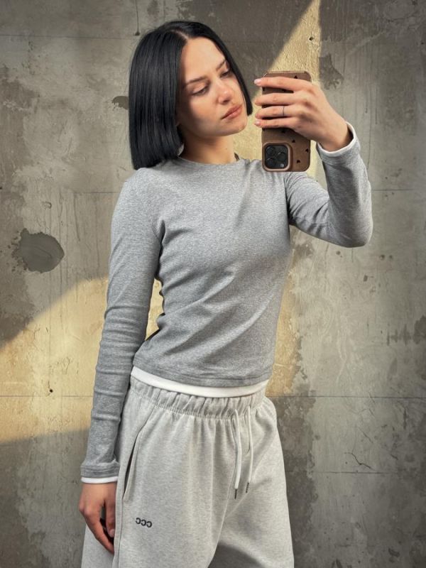 Женский базовый лонгслив grey   ТР6810