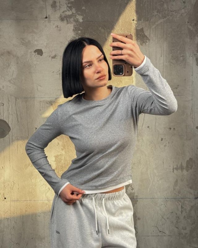 Женский базовый лонгслив grey   ТР6810