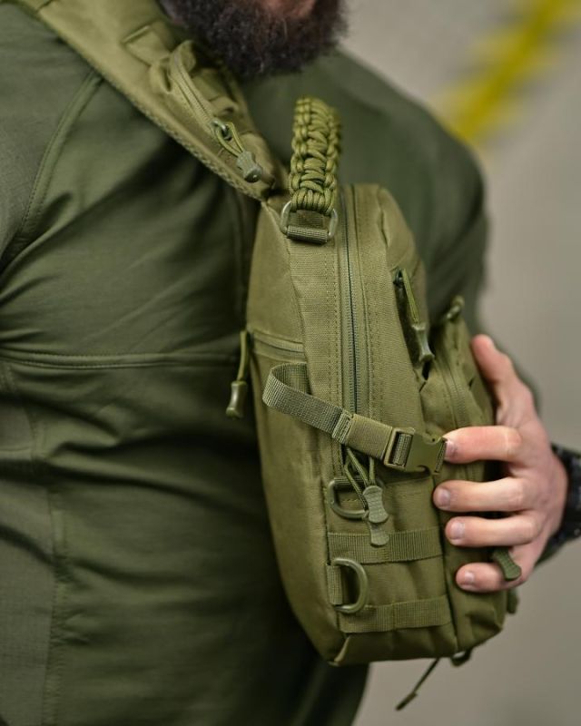 Нагрудная сумка паракорд  олива ТР6911