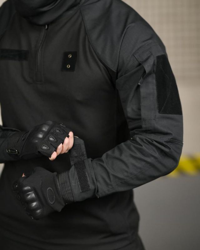Літній тактичний костюм чорний 6в1 black ТР6919