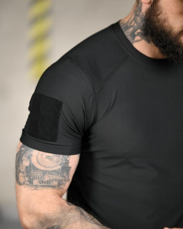 Тактична футболка (Compression Fit) чорна ТР6915