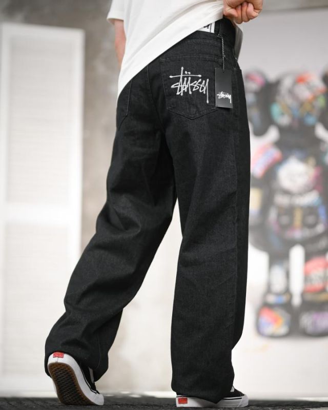 Джинси баггі stussy terecs чорні ТР6856