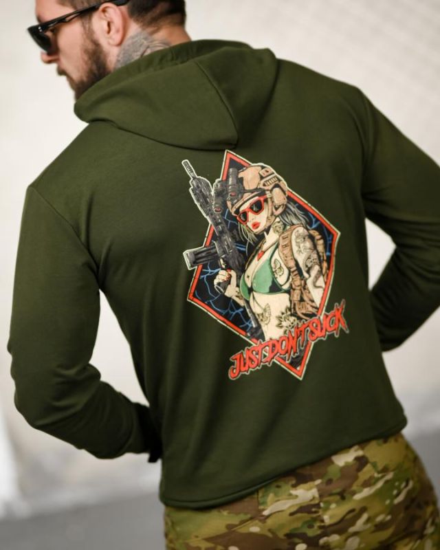 Милитари худи TRENASH Just don’t oliva ТР6033