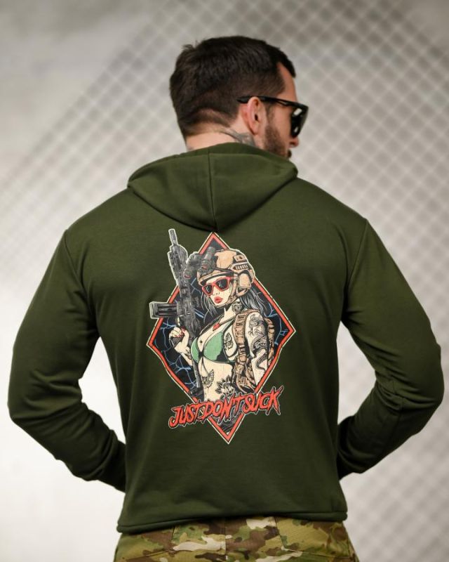 Милитари худи TRENASH Just don’t oliva ТР6033