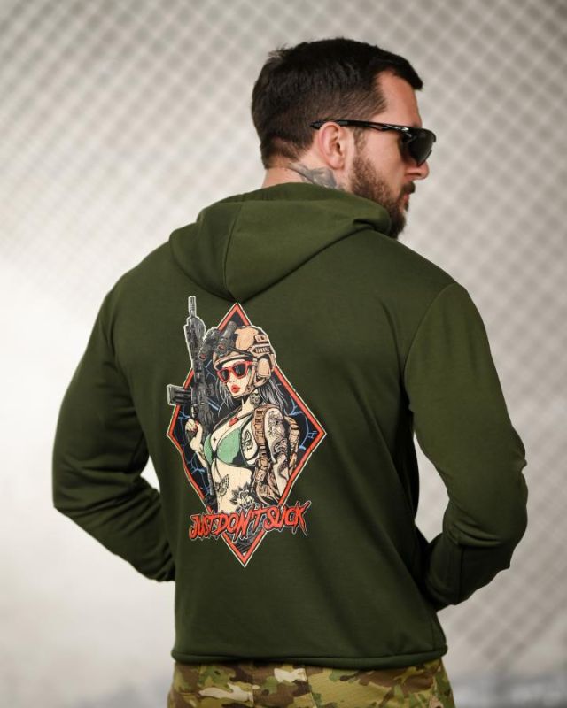 Милитари худи TRENASH Just don’t oliva ТР6033