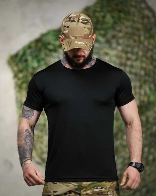 Тактическая футболка SELION Працюю сутками black ТР6211
