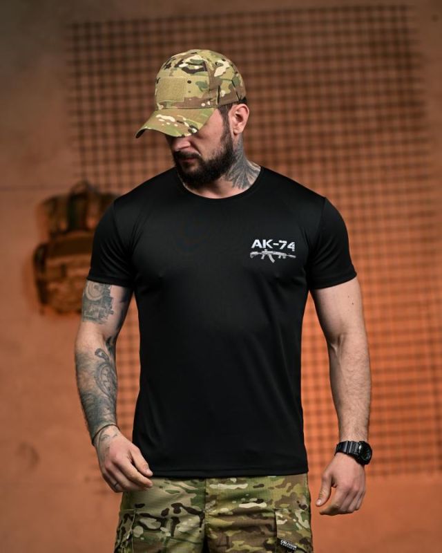 Тактическая футболка SELION  АК-74 black РН2540