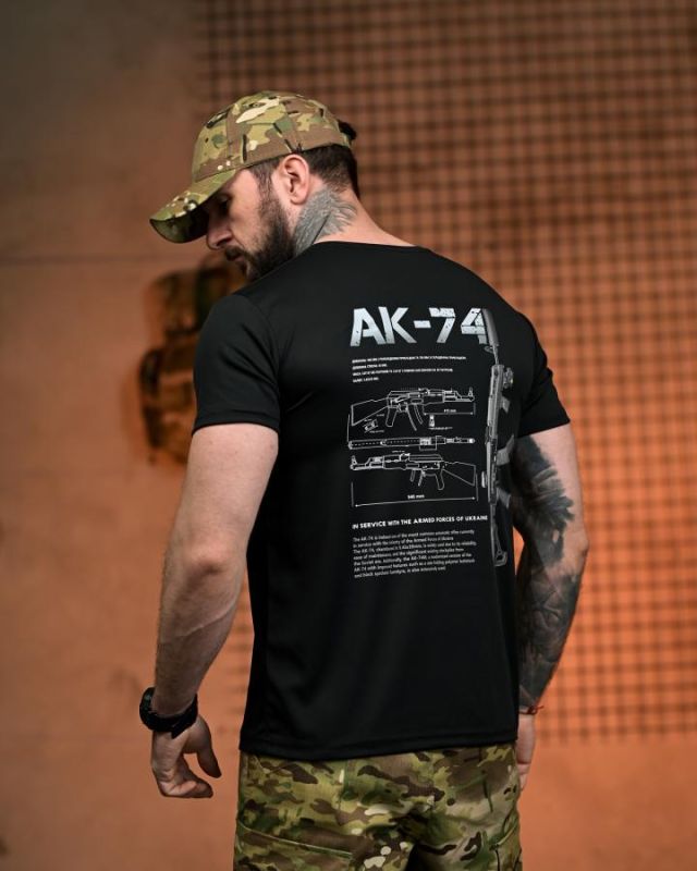 Тактическая футболка SELION  АК-74 black РН2540