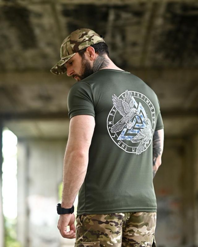 Tactical t-shirt SELION runes oliva TR6948