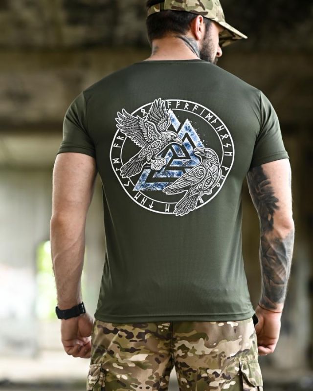 Tactical t-shirt SELION runes oliva TR6948