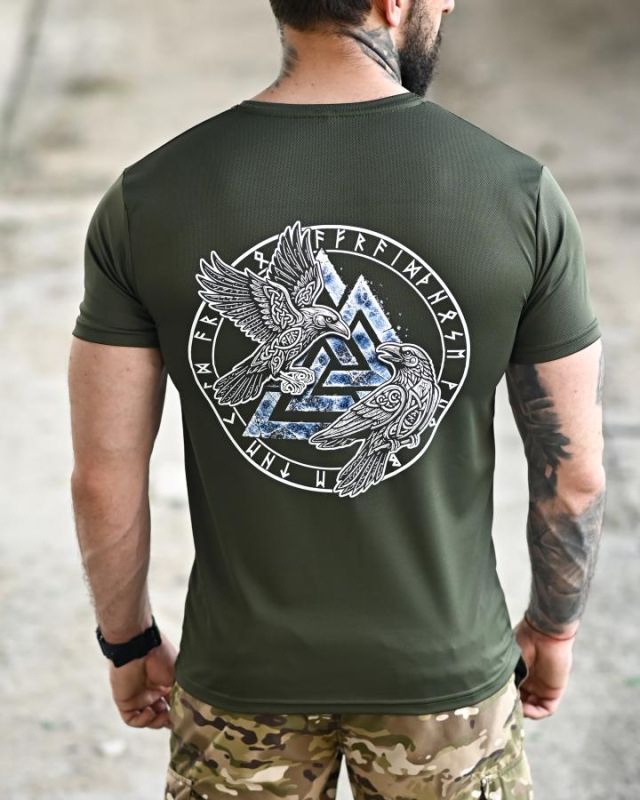 Tactical t-shirt SELION runes oliva TR6948