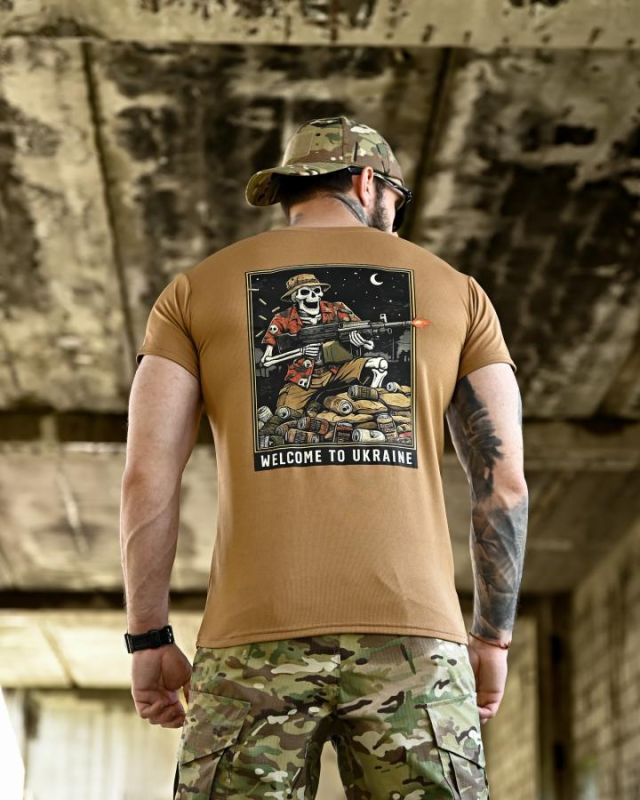 Футболка BORN OF WAR welcome to Ukraine кайот  ВТ4638