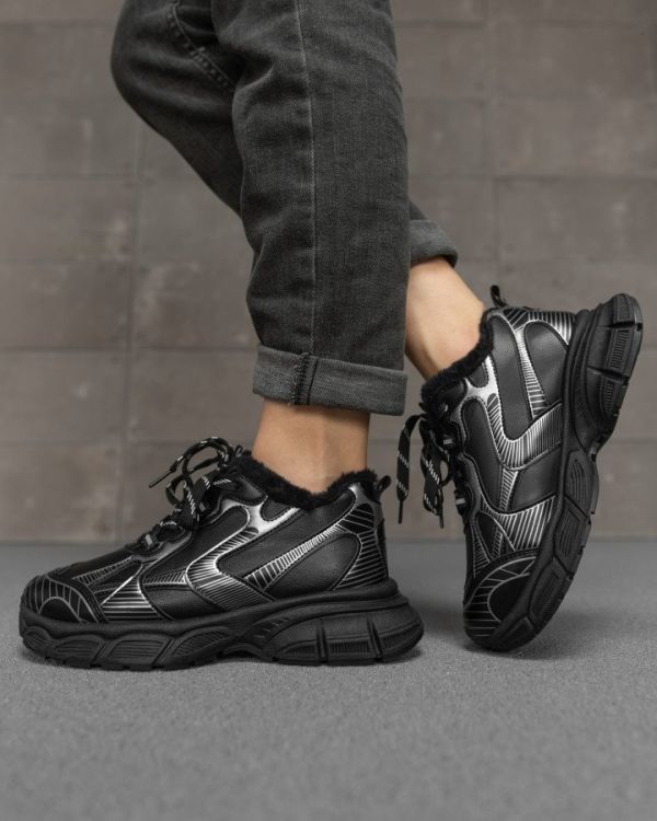Женские кроссовки enigma мех black 197-155 НП4914