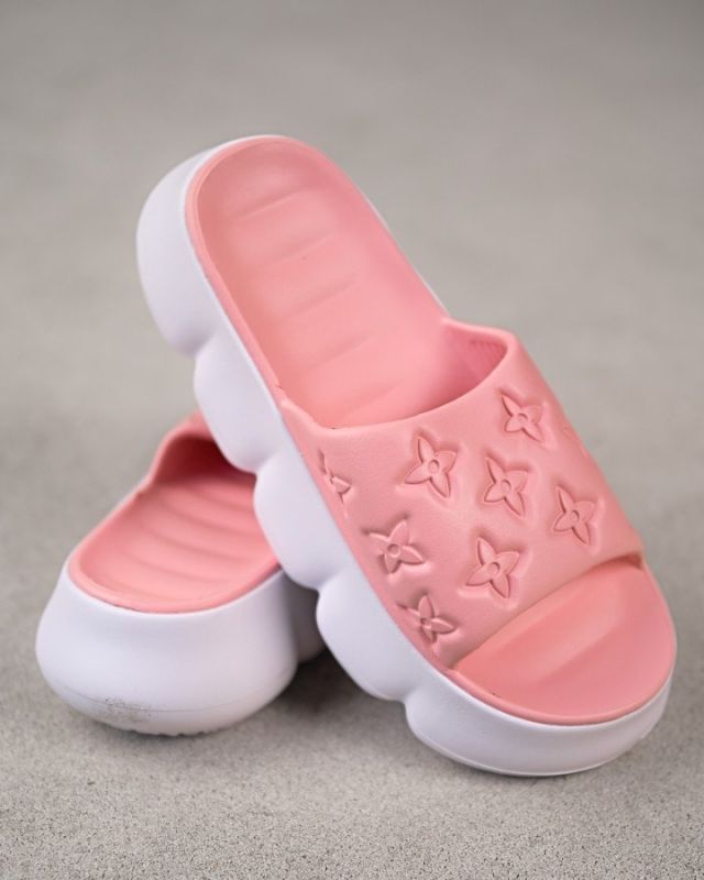 женские тапки  Flowers pink ПП7790