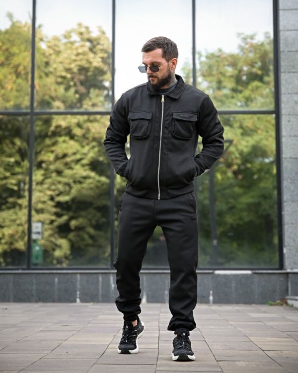 Спортивный костюм на флисе TEREMBIT black ПП8032