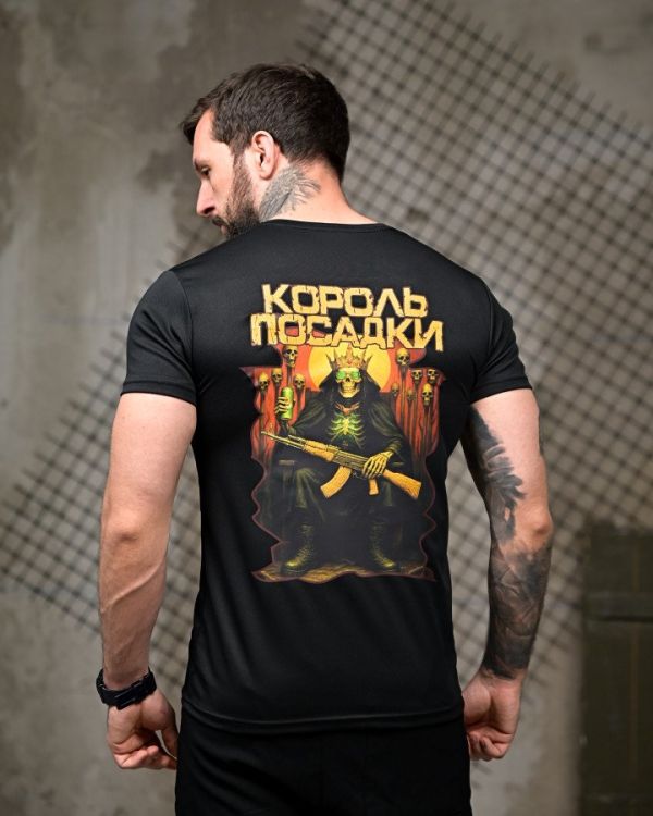 Тактическая потоотводящая футболка Король посадки black ПП7846