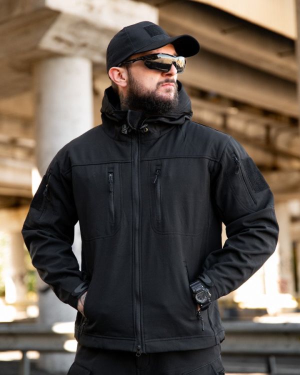 Городская тактическая куртка MAXIMUS софтшел black ПП7980